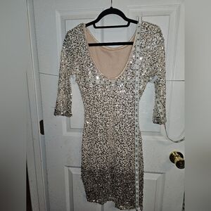 Crystal Doll Champagne Ombre Sequin Dress